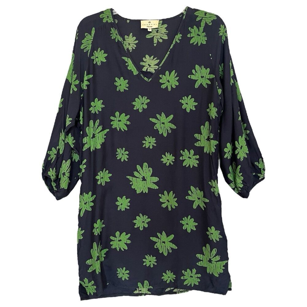 Essentiel Antwerp Floral Mini Dress Womens 36 Small Rayon Silk Pockets Tunic Top